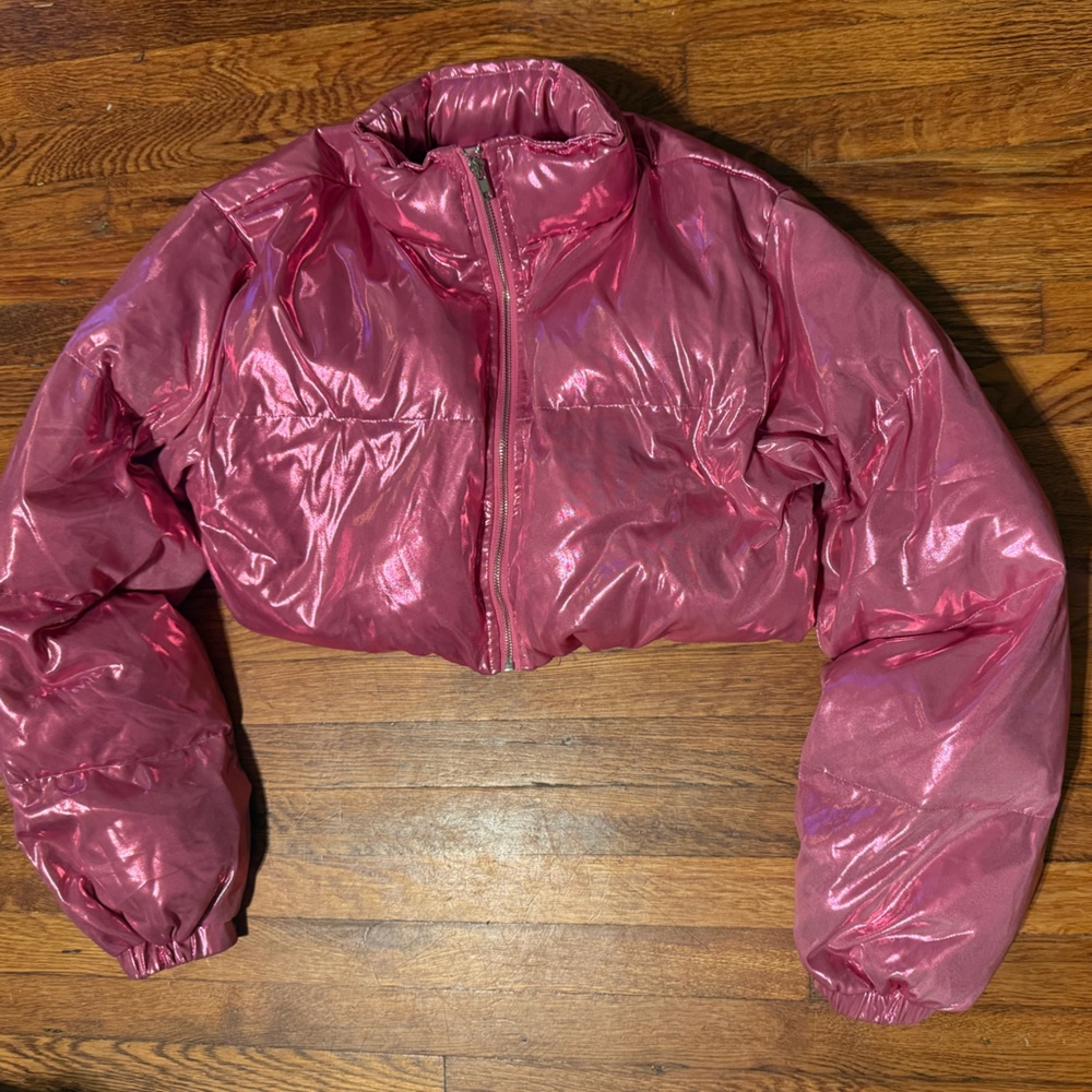 Women’s Fashion Nova Cropped Metallic Pink Jacket - Picture 5 of 10